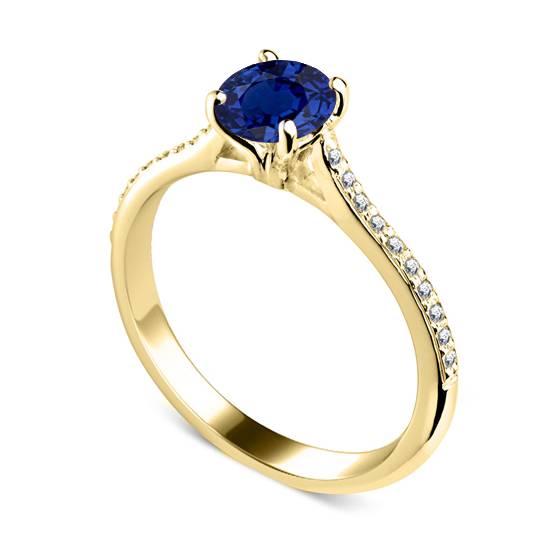 Round Blue Sapphire and Diamond Ring