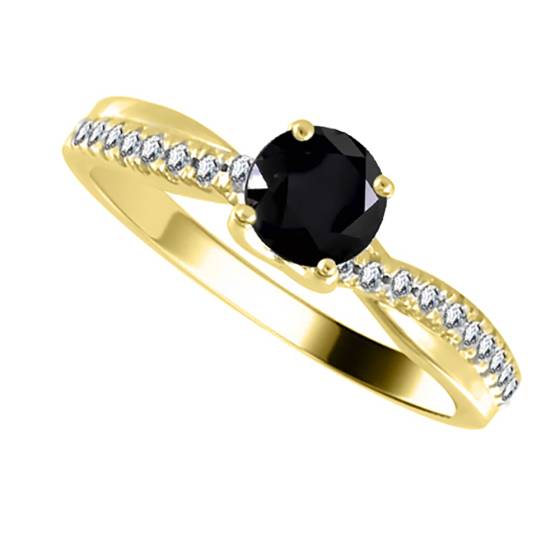 Round Black Diamond Shoulder Set Ring