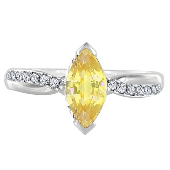Fancy Yellow Marquise Diamond Single Halo Shoulder Set Ring