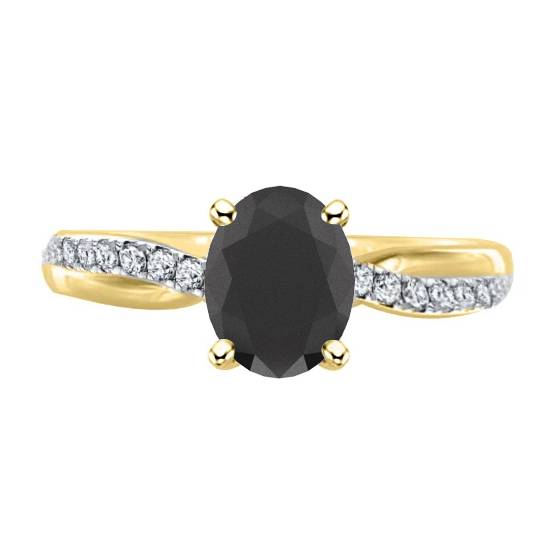Black Diamond Shoulder Set Ring