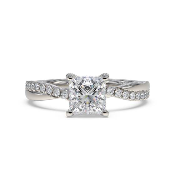 Infinity Princess and Round Diamond Engagement Ring