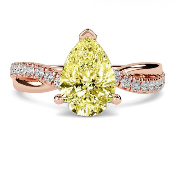 Fancy Yellow Pear Diamond Shoulder Set Ring