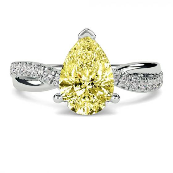 Fancy Yellow Pear Diamond Shoulder Set Ring