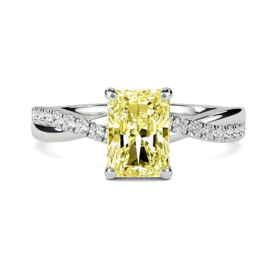 Fancy Yellow Radiant Diamond Shoulder Set Ring