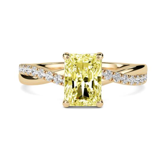 Fancy Yellow Radiant Diamond Shoulder Set Ring