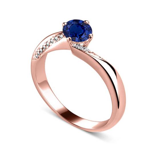 Round Blue Sapphire and Diamond Ring