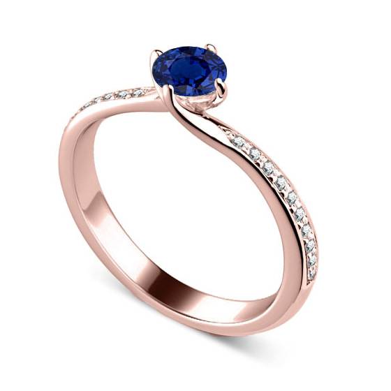 Round Blue Sapphire and Diamond Ring