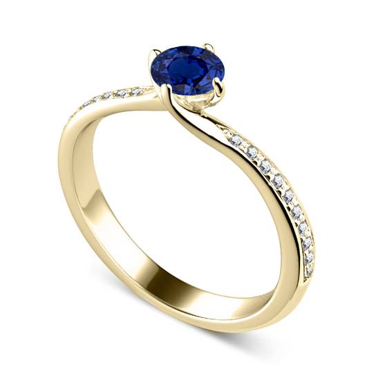 Round Blue Sapphire and Diamond Ring