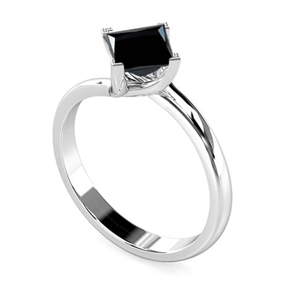 Princess Black Diamond Solitaire Ring