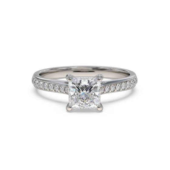 Princess and Round Diamond Engagement Ring