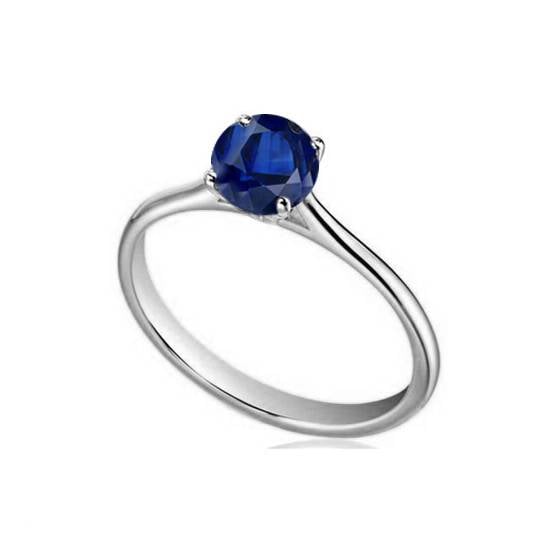 Classic Round Blue Sapphire Solitaire Ring