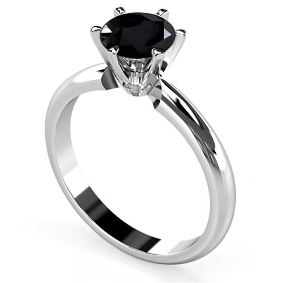 Round Black Diamond Solitaire Ring