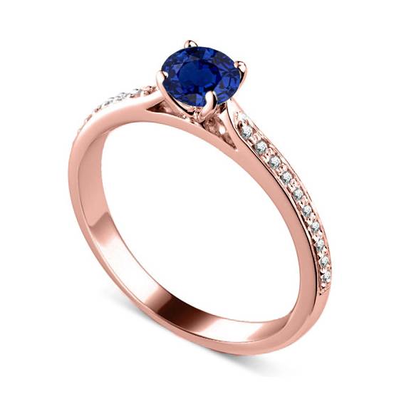 Round Blue Sapphire and Diamond Ring