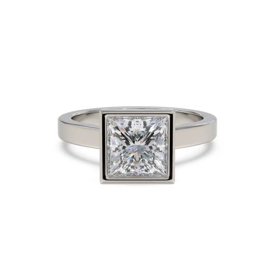 Princess Diamond Bezel Set Engagement Ring