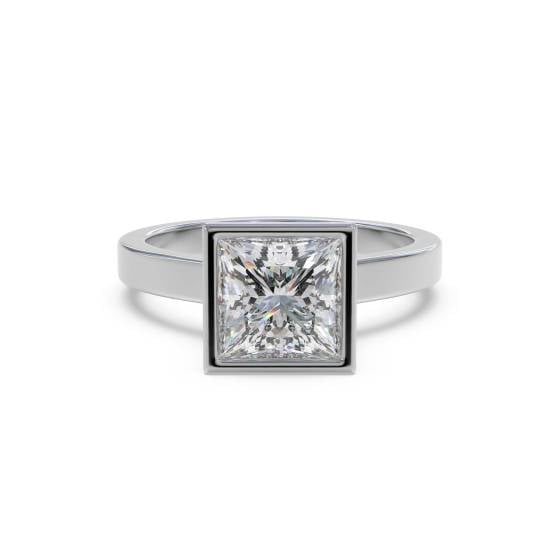 Princess Diamond Bezel Set Engagement Ring