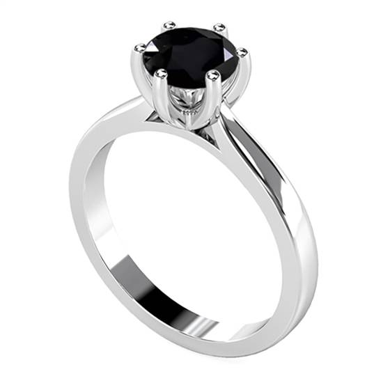 Round Black Diamond Solitaire Ring
