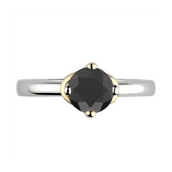 Black Diamond Solitaire Engagement Ring