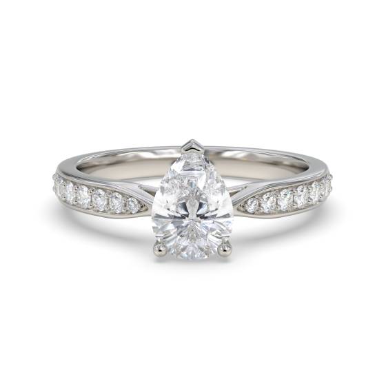 Pear Diamond Shoulder Set Engagement Ring