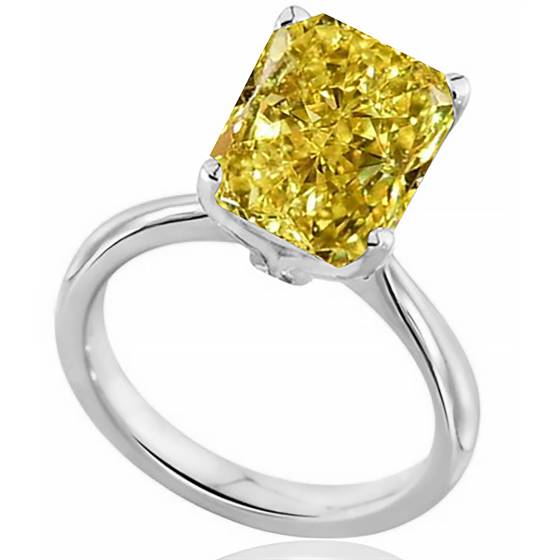 Elegant Fancy Yellow Radiant Diamond Engagement Ring