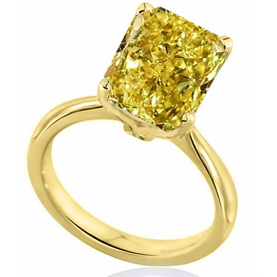 Elegant Fancy Yellow Radiant Diamond Engagement Ring