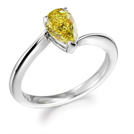 Fancy Yellow Pear Diamond Halo Ring