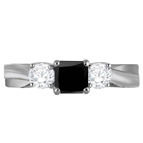 Princess Black Diamond Trilogy Ring