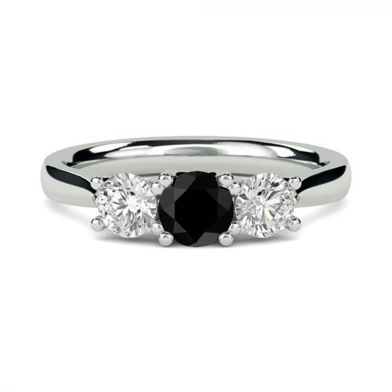 Round Black Diamond Trilogy Ring