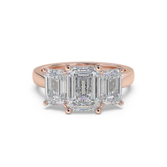 Simple Emerald Diamond Trilogy Ring