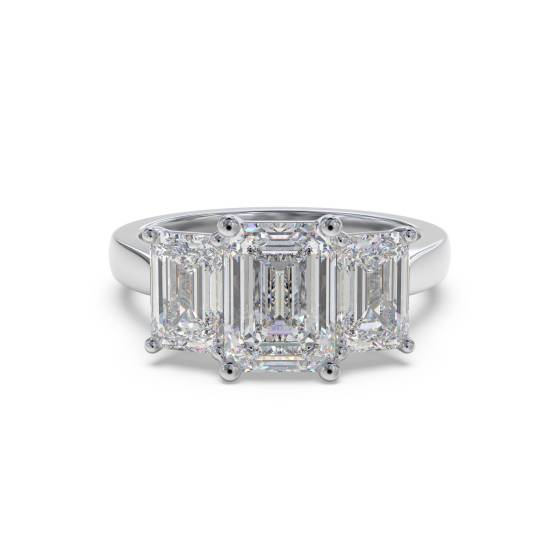 Simple Emerald Diamond Trilogy Ring