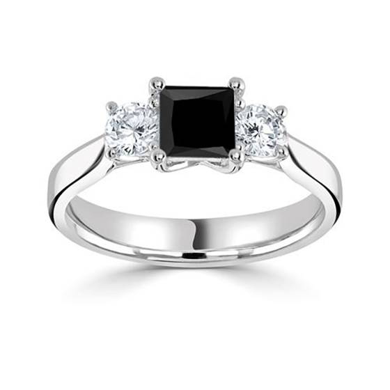Princess Black Diamond Trilogy Ring
