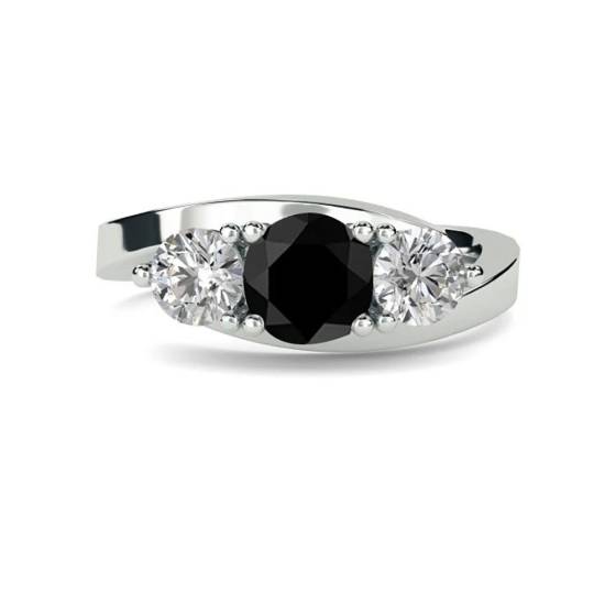 Round Black Diamond Trilogy Ring