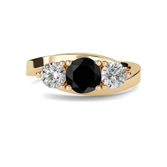Round Black Diamond Trilogy Ring