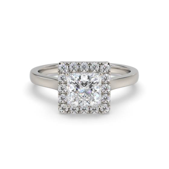Princess Diamond Halo Engagement Ring