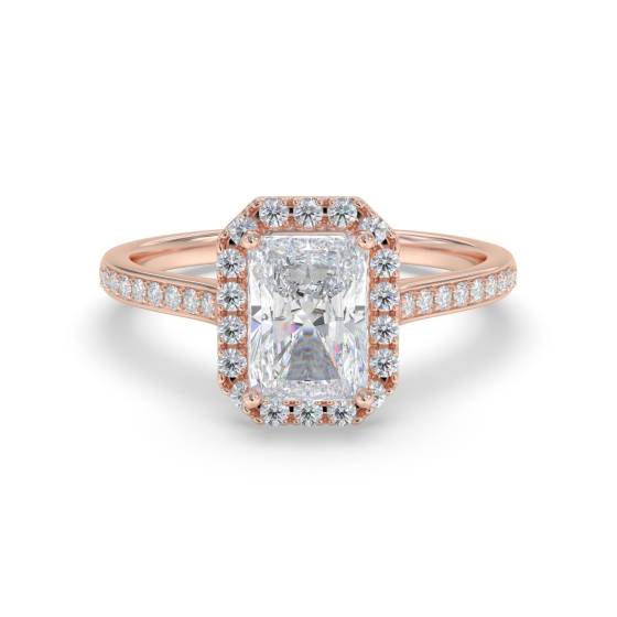 Radiant Diamond Single Halo Shoulder Set Ring