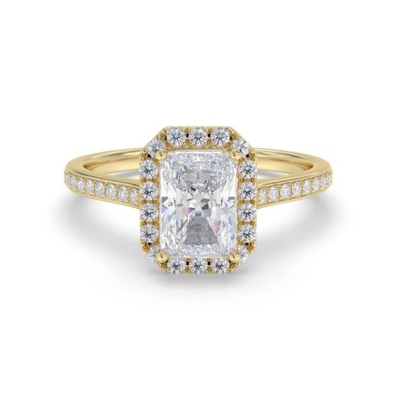 Radiant Diamond Single Halo Shoulder Set Ring