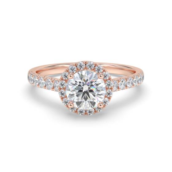 Round Diamond Single Halo Shoulder Set Ring
