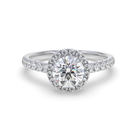 Round Diamond Single Halo Shoulder Set Ring