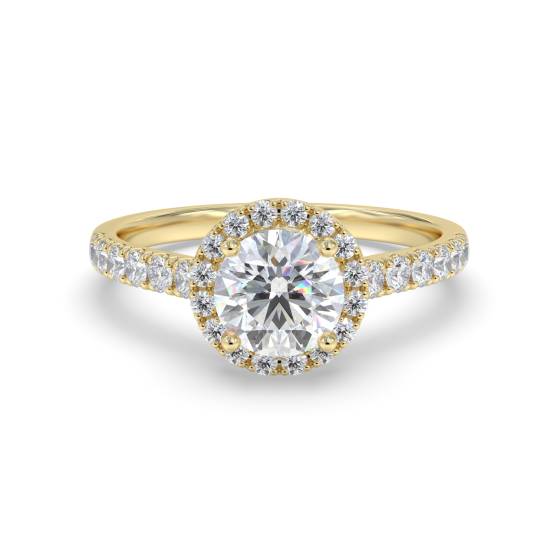 Round Diamond Single Halo Shoulder Set Ring