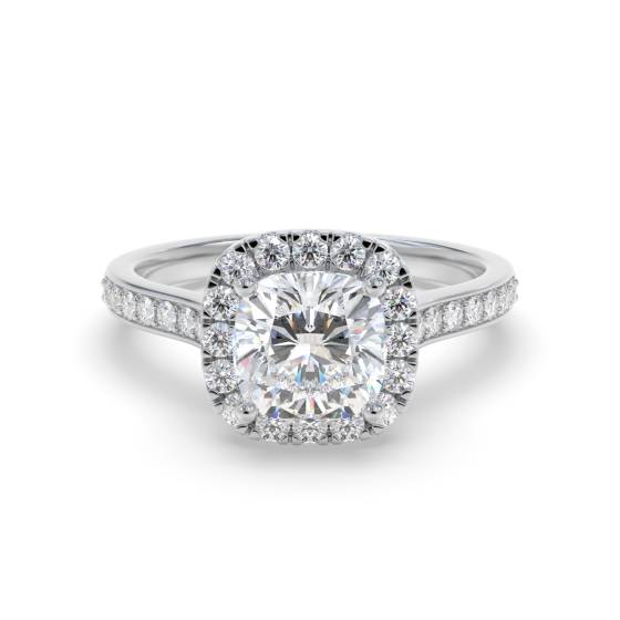 Cushion Diamond Halo Engagement Ring