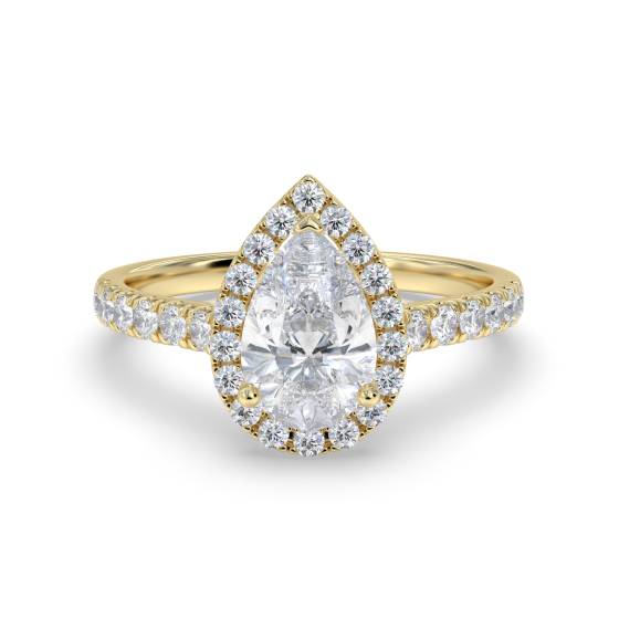 Pear Diamond Halo Engagement Ring