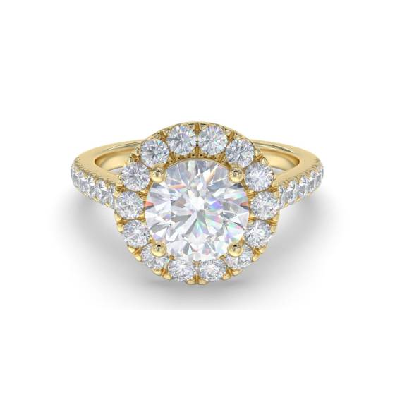 Round Diamond Single Halo Shoulder Set Ring