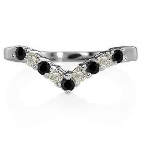 Round Black Diamond Wishbone Ring