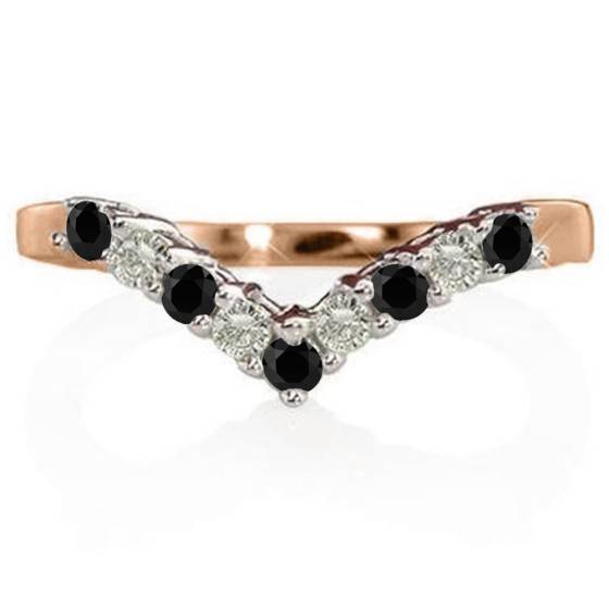 Round Black Diamond Wishbone Ring