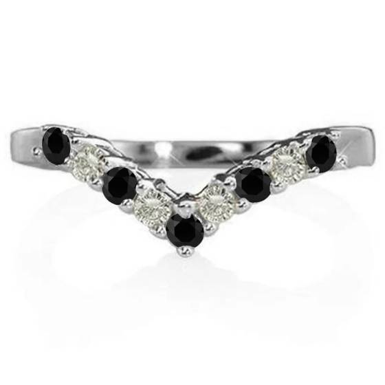 Round Black Diamond Wishbone Ring