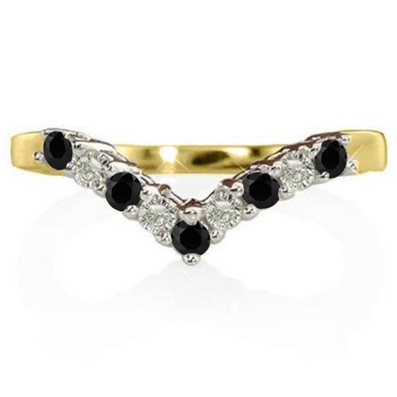 Round Black Diamond Wishbone Ring