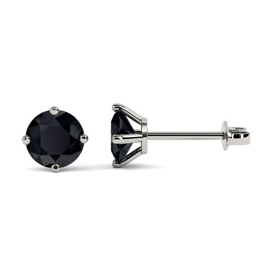 Round Black Diamond Earrings