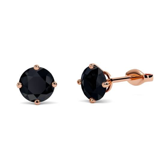Round Black Diamond Earrings