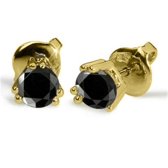 Round Black Diamond Earrings