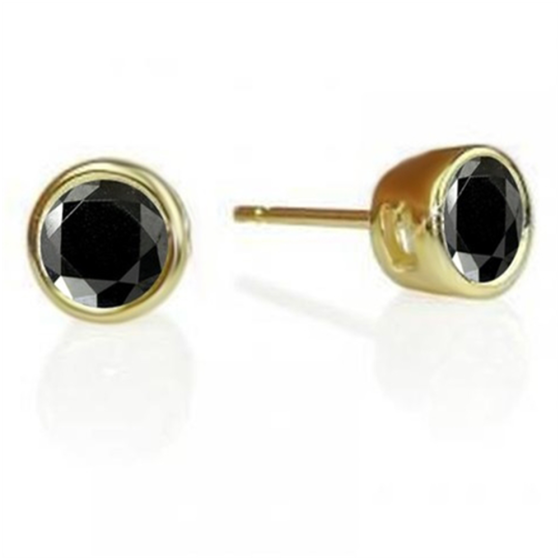 Round Black Diamond Earrings