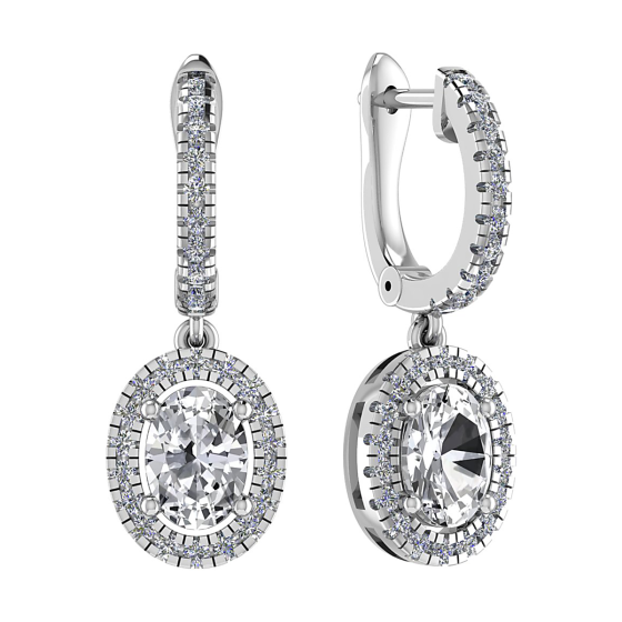Oval and Round Diamond Drop and Hoop Earrings